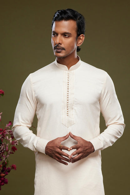 Art Banarasi Silk Kurta Pajama In Cream colour KP1230470 C