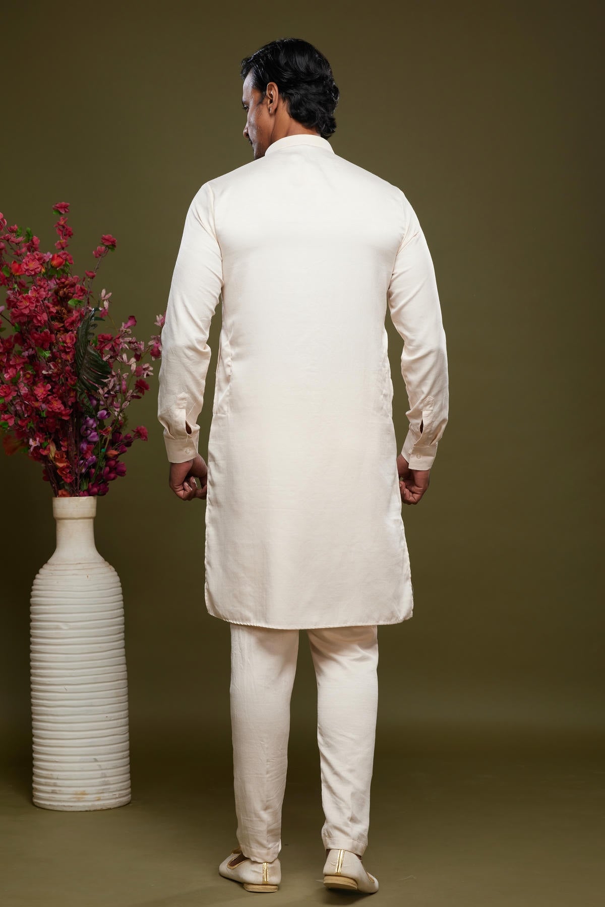 Art Banarasi Silk Kurta Pajama In Cream colour KP1230470 D