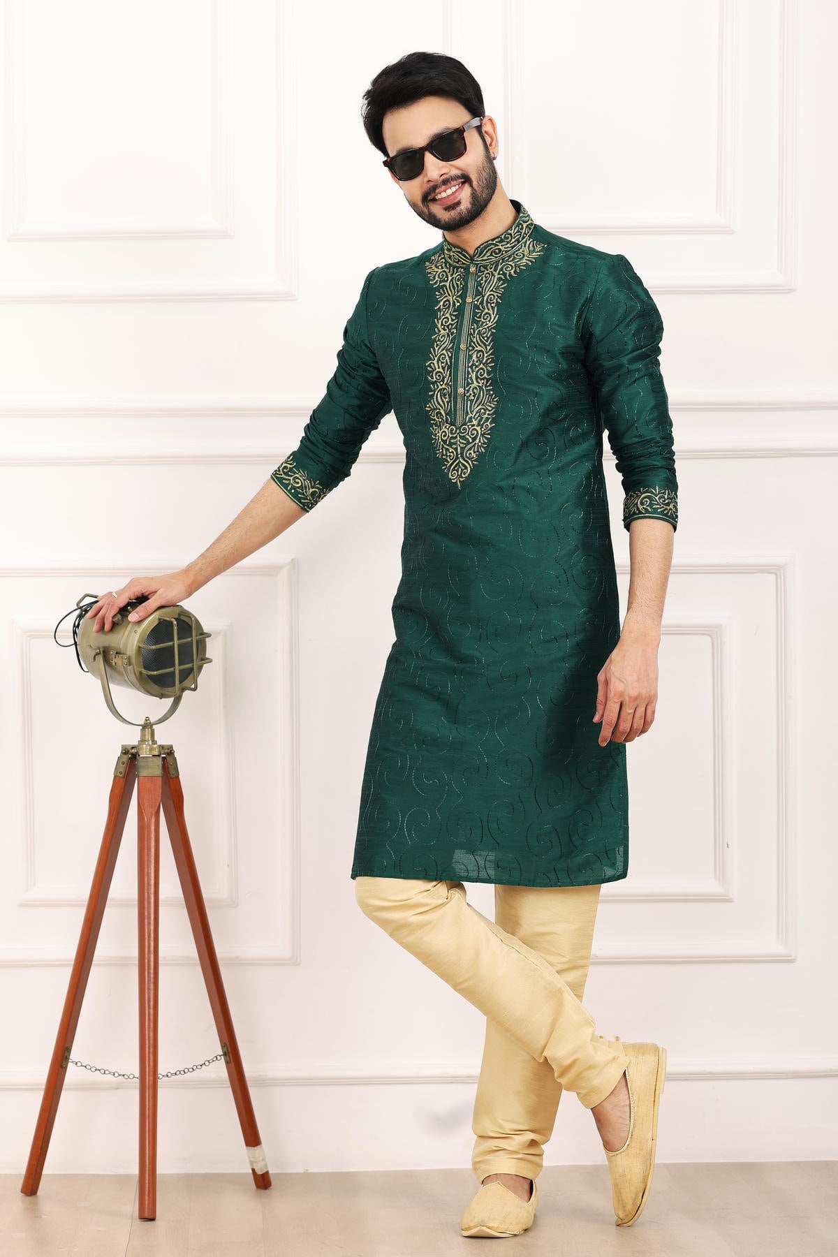 Art Banarasi Silk Kurta Pajama In Green colour KP1230429 C