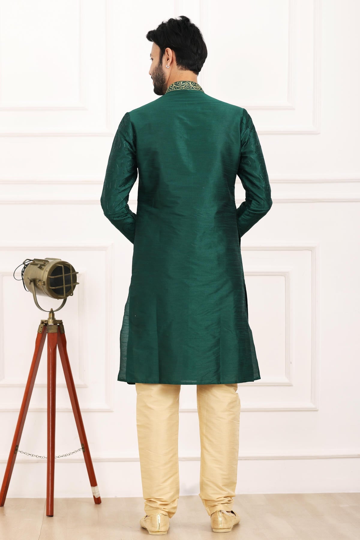 Art Banarasi Silk Kurta Pajama In Green colour KP1230429 D