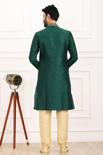 Art Banarasi Silk Kurta Pajama In Green colour KP1230429 D