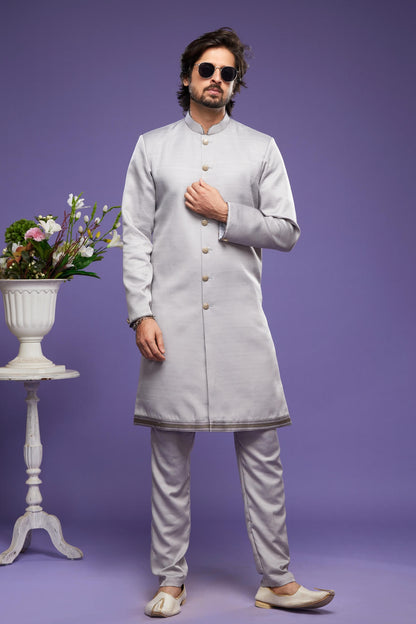 Art Banarasi Silk Kurta Pajama In Grey colour KP1230459 B