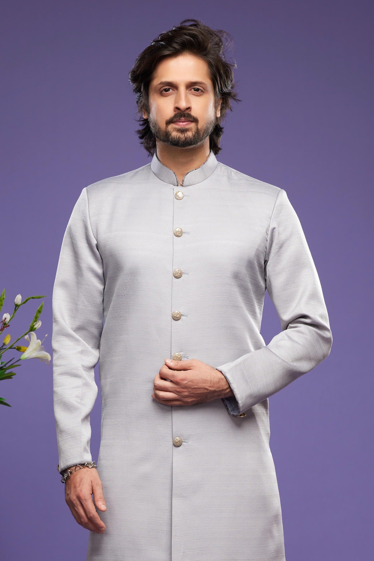 Art Banarasi Silk Kurta Pajama In Grey colour KP1230459 C