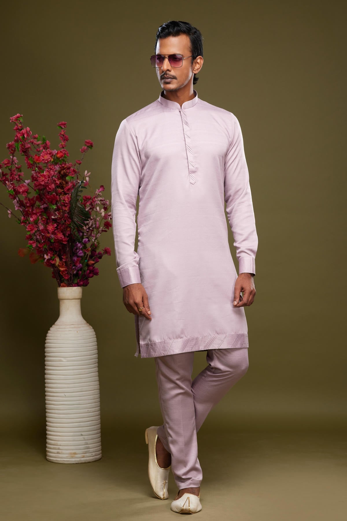 Art Banarasi Silk Kurta Pajama In Light Pink colour KP1230465 B