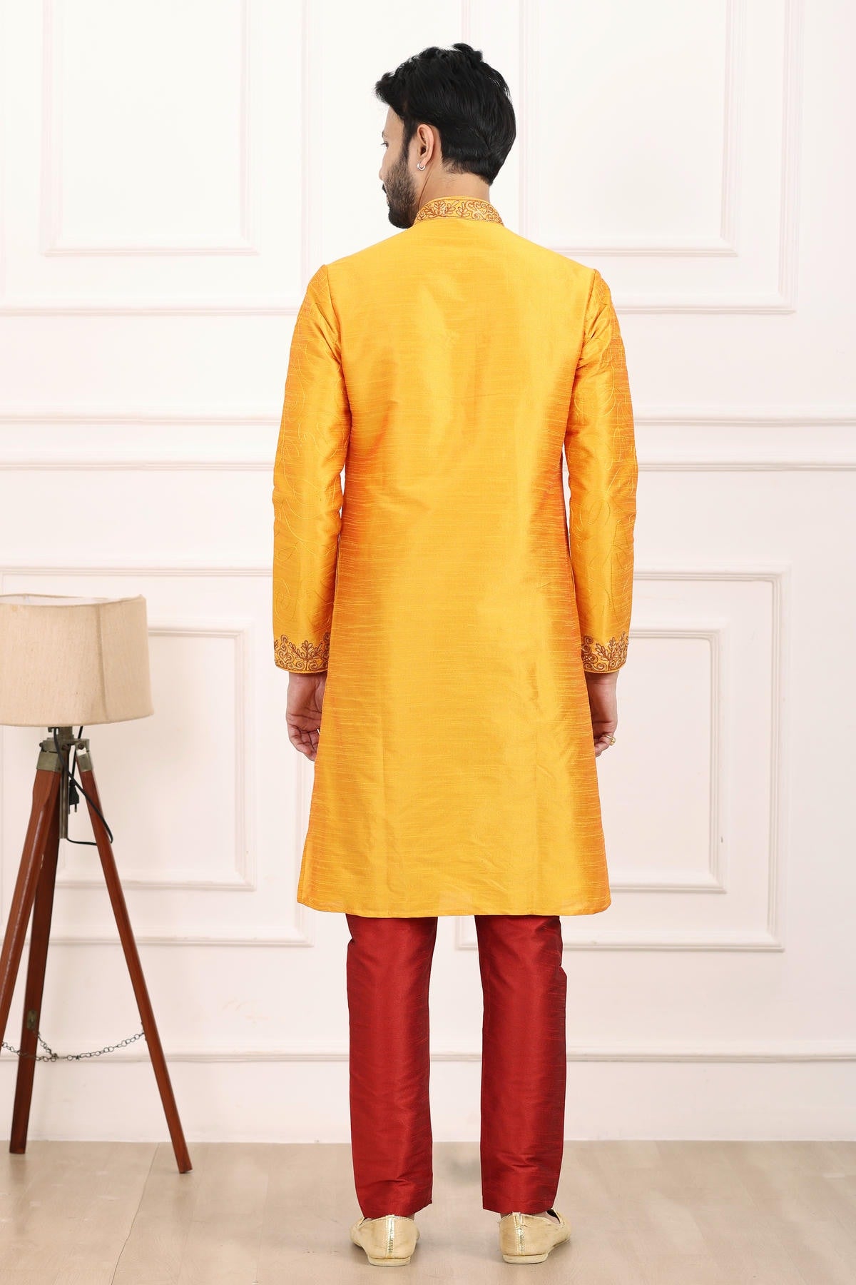 Art Banarasi Silk Kurta Pajama In Mustard colour KP1230434 D