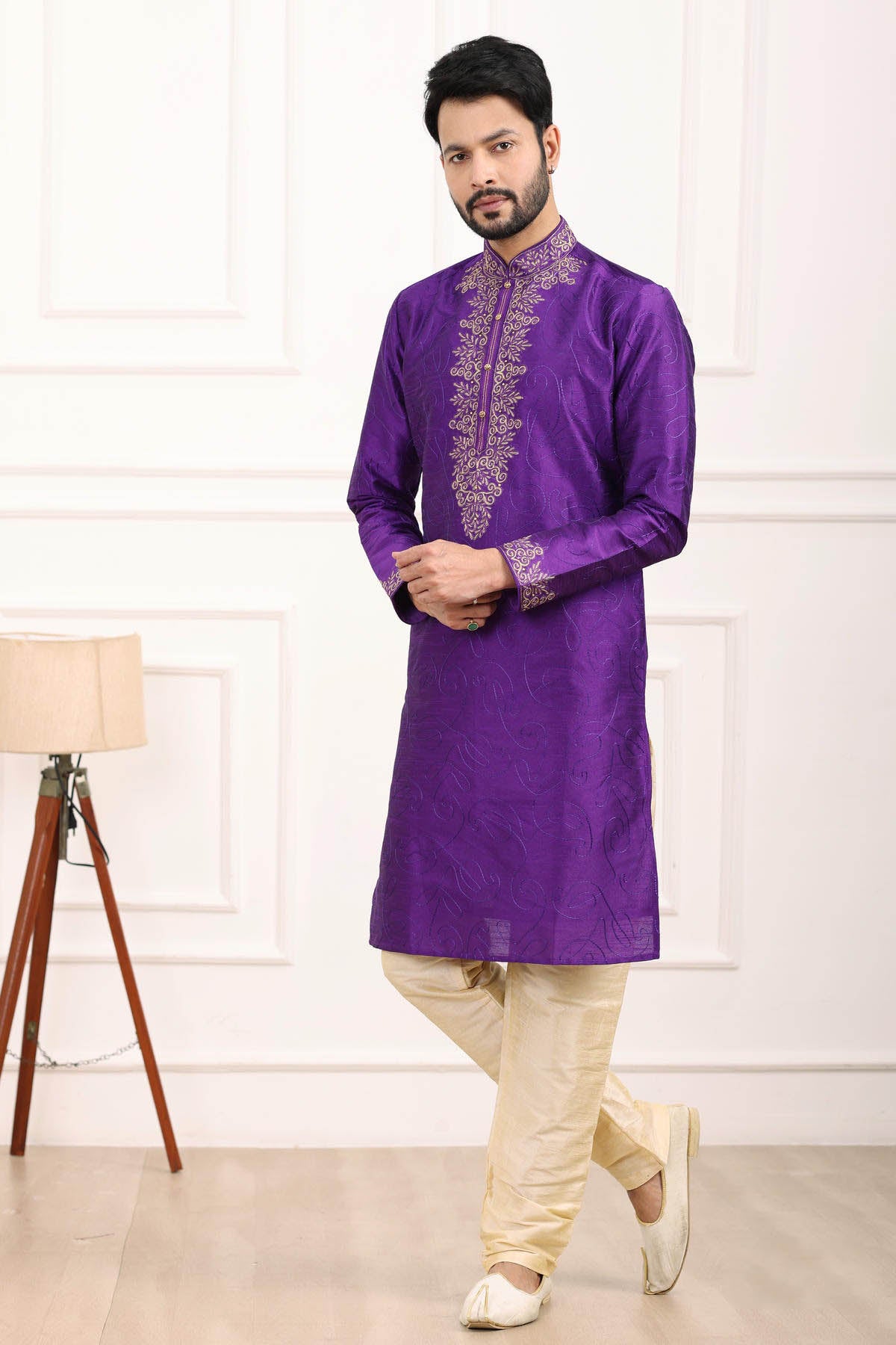 Art Banarasi Silk Kurta Pajama In Purple colour KP1230433 A
