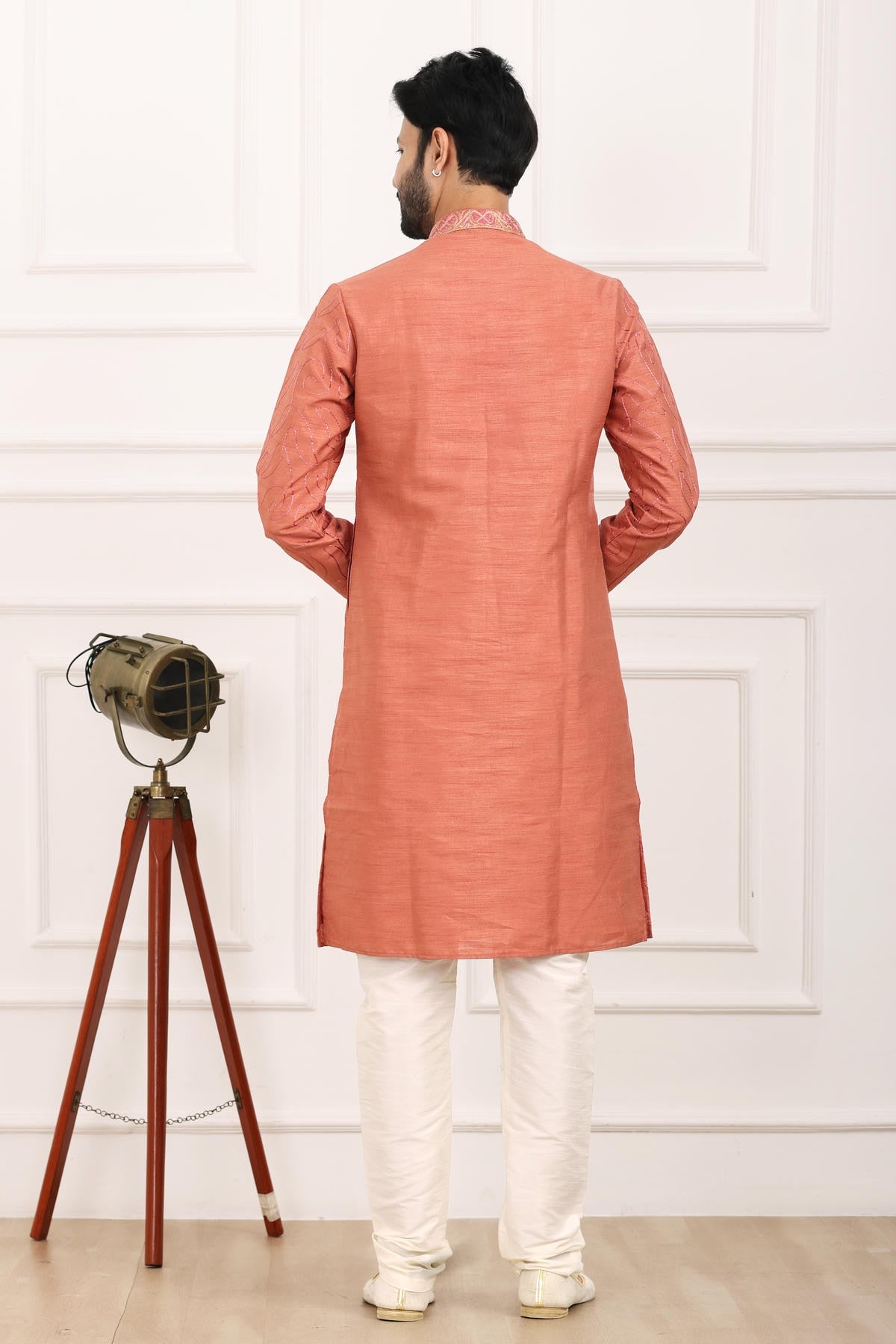 Art Banarasi Silk Kurta Pajama In Rust Pink colour KP1230431 D