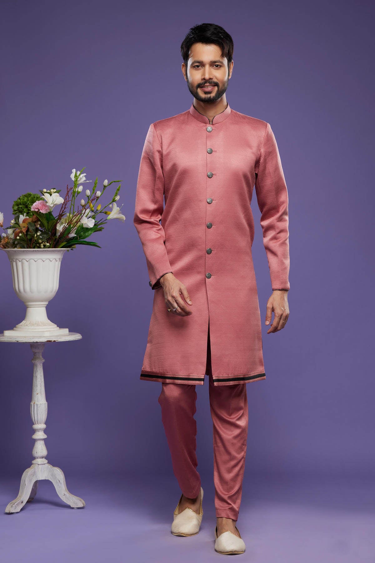 Art Banarasi Silk Kurta Pajama In Rust Red colour KP1230461 A