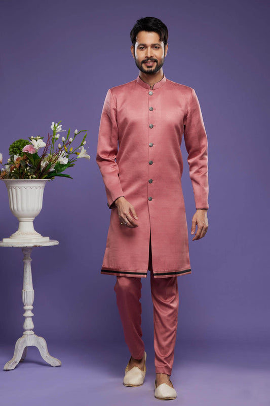 Art Banarasi Silk Kurta Pajama In Rust Red colour KP1230461 A