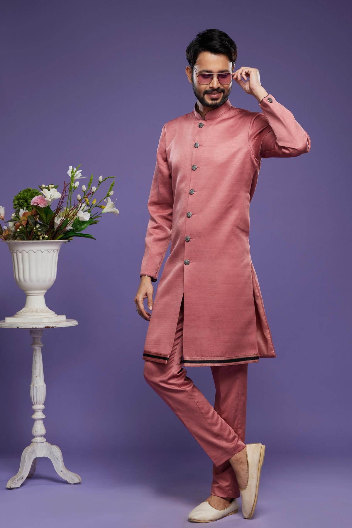Art Banarasi Silk Kurta Pajama In Rust Red colour KP1230461 B