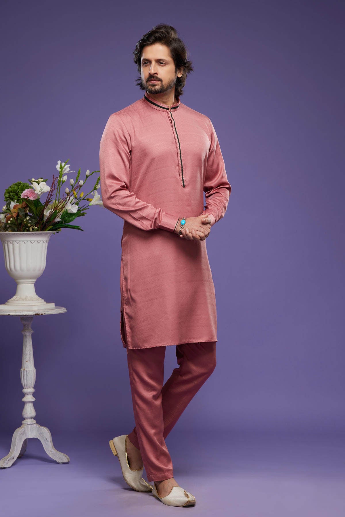 Art Banarasi Silk Kurta Pajama In Rust Red colour KP1230468 A