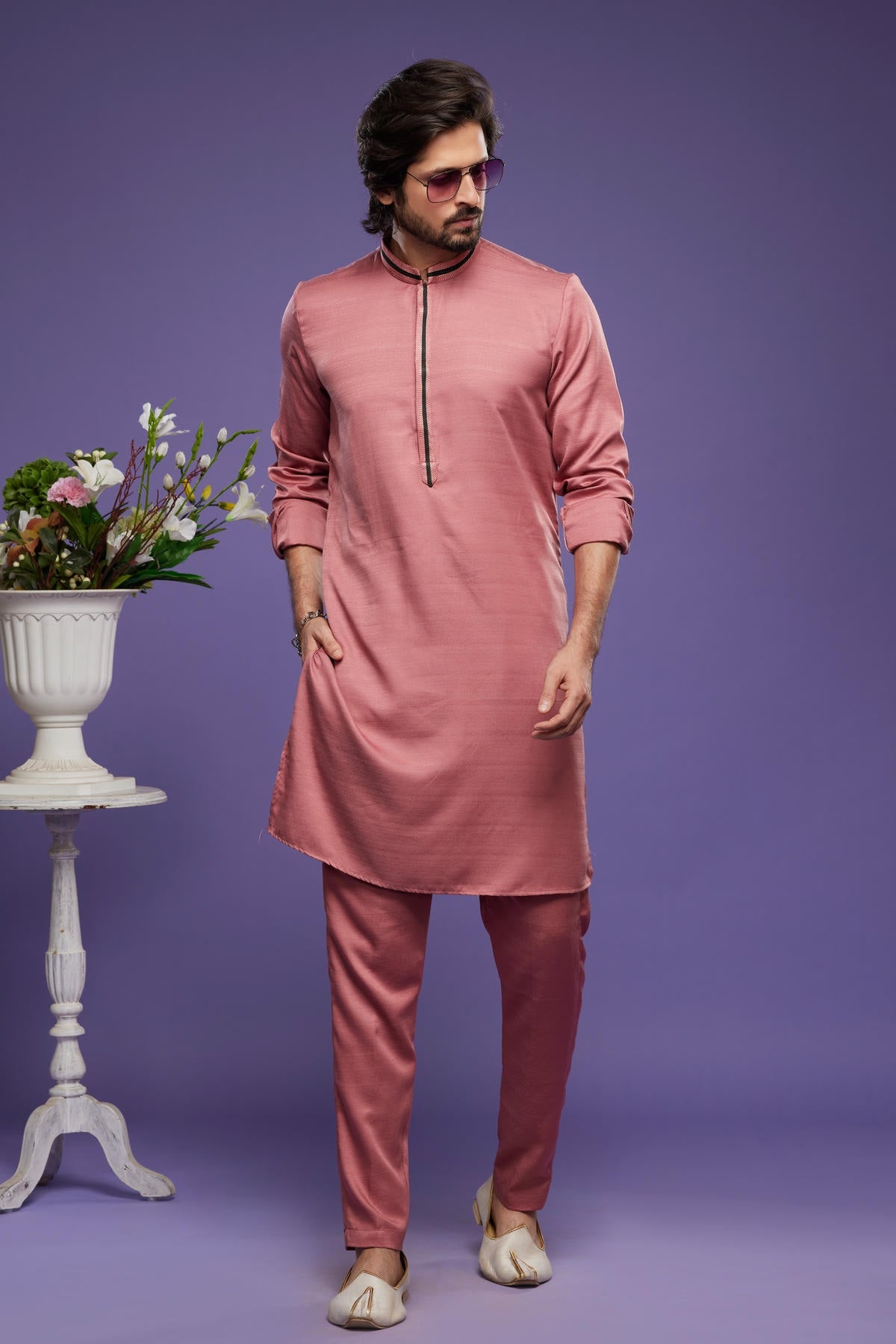 Art Banarasi Silk Kurta Pajama In Rust Red colour KP1230468 B