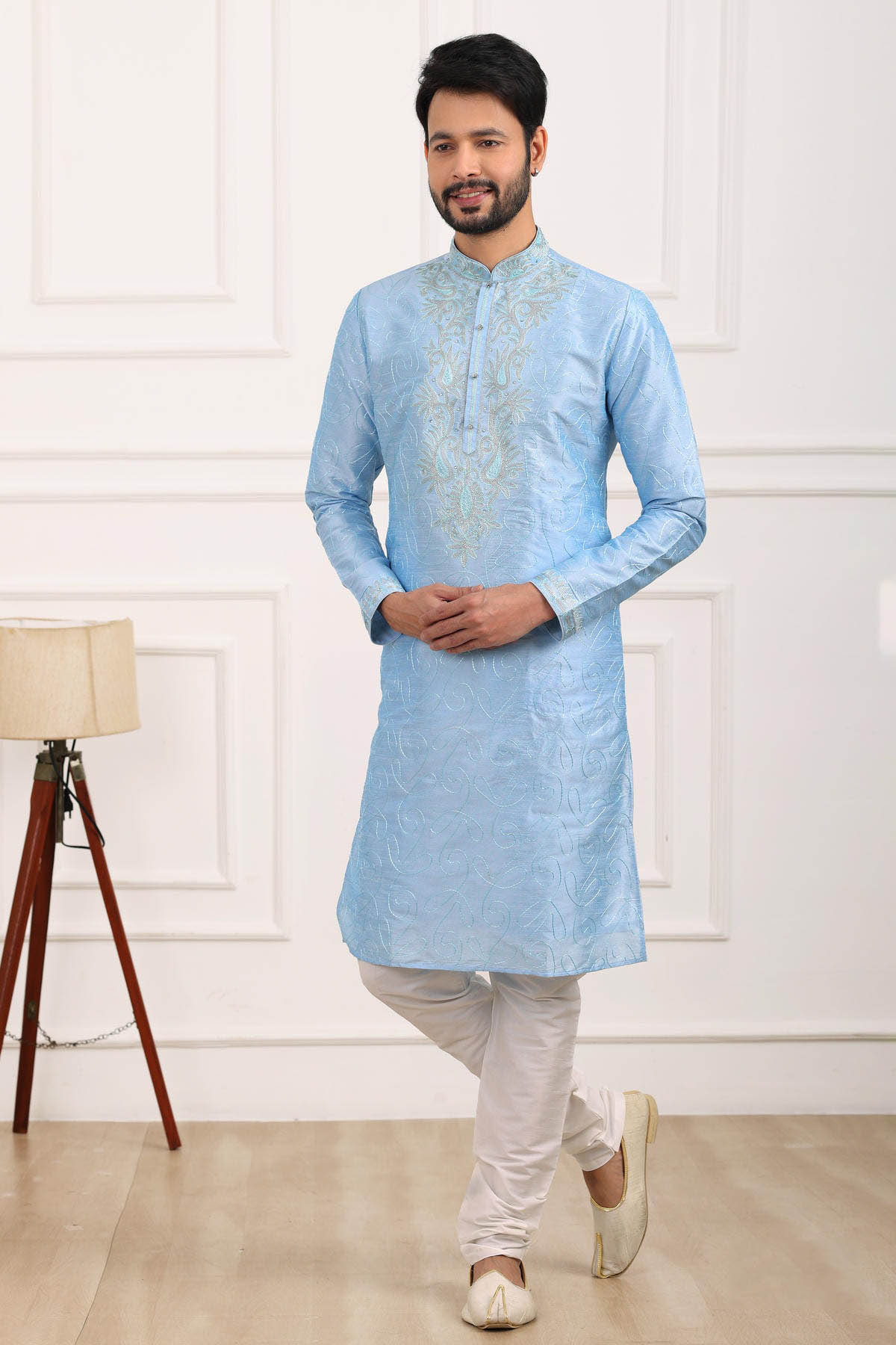 Art Banarasi Silk Kurta Pajama In Sky Blue colour KP1230426 A