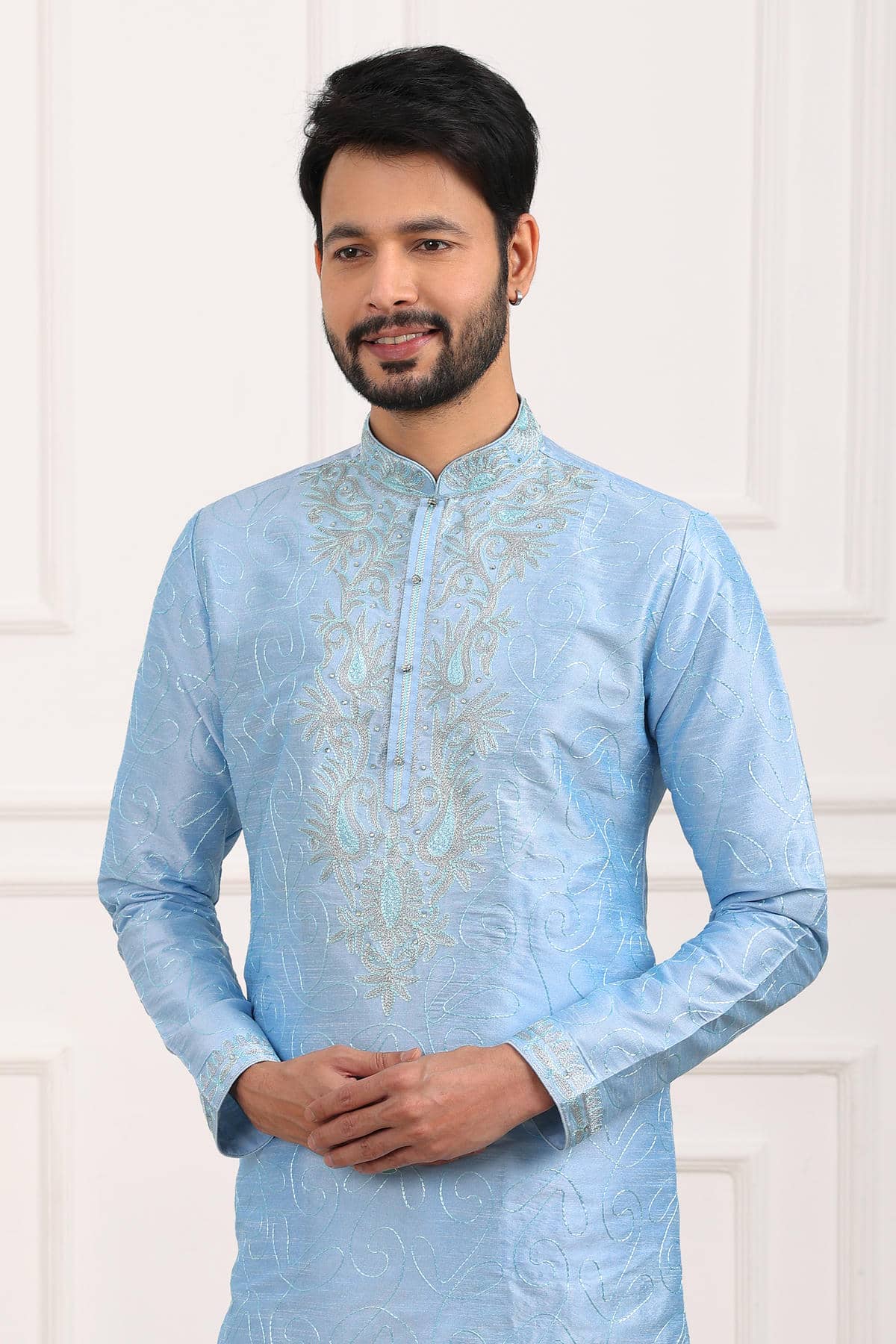 Art Banarasi Silk Kurta Pajama In Sky Blue colour KP1230426 B