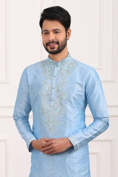 Art Banarasi Silk Kurta Pajama In Sky Blue colour KP1230426 B