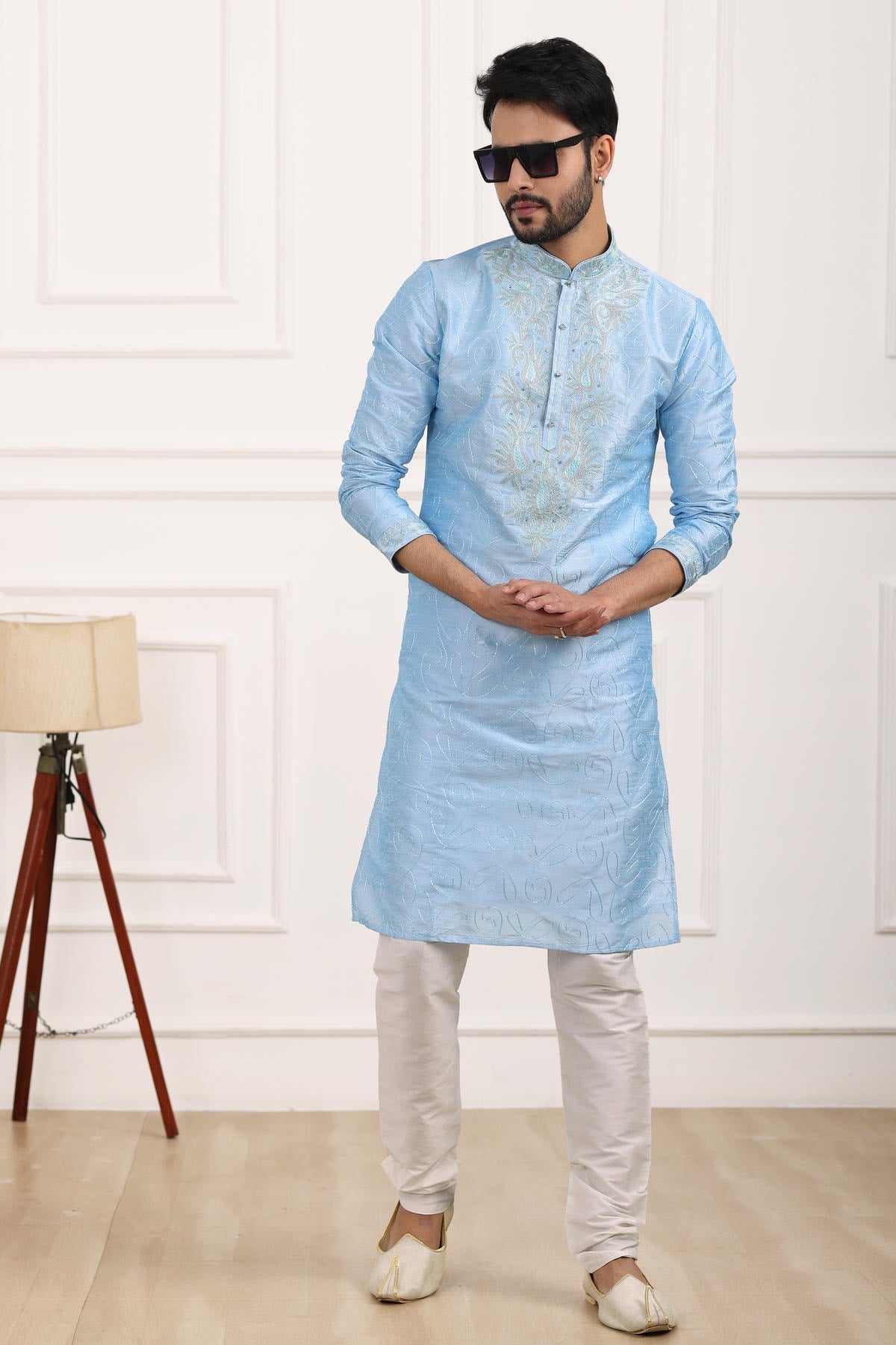 Art Banarasi Silk Kurta Pajama In Sky Blue colour KP1230426 C