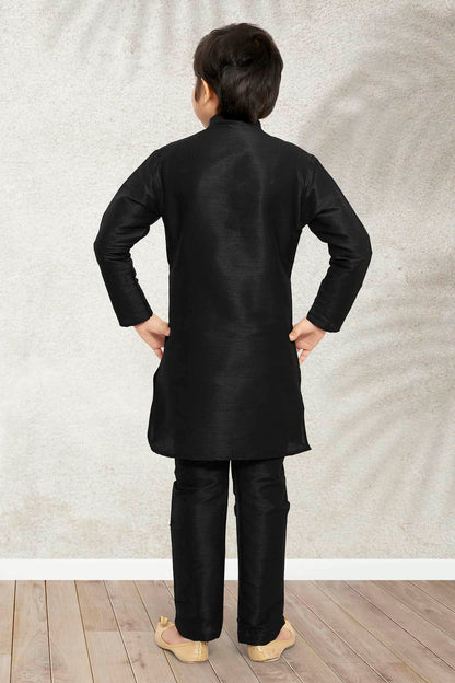 Art Banarasi Silk Solid Black Colour Kurta Pajama