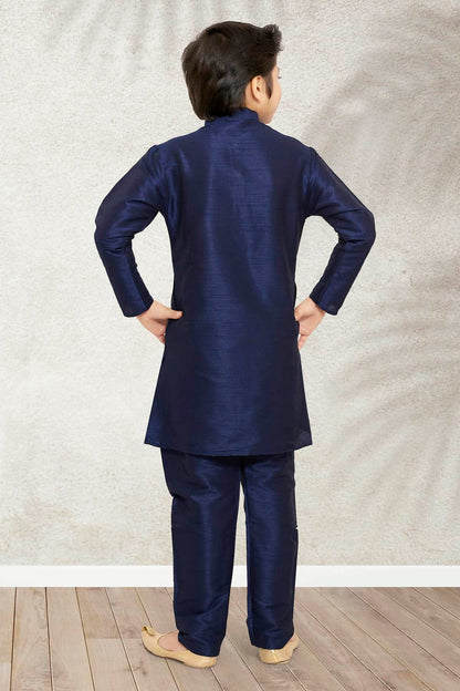 Art Banarasi Silk Solid Blue Colour Kurta Pajama