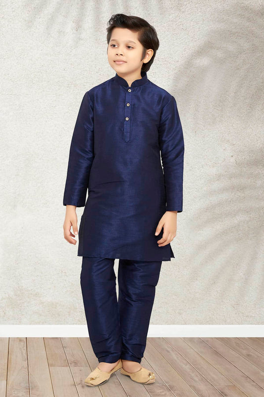 Art Banarasi Silk Solid Blue Colour Kurta Pajama