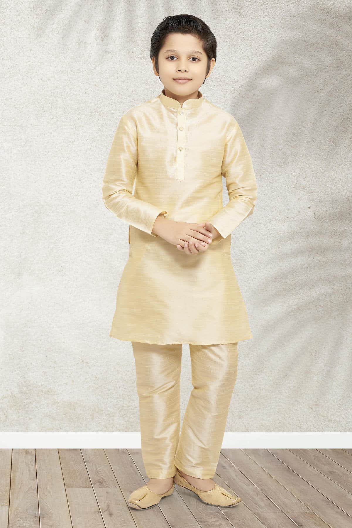 Art Banarasi Silk Solid Gold Colour Kurta Pajama