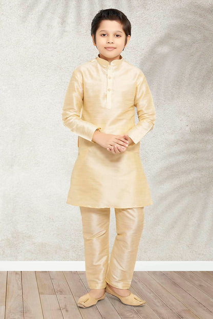 Art Banarasi Silk Solid Gold Colour Kurta Pajama