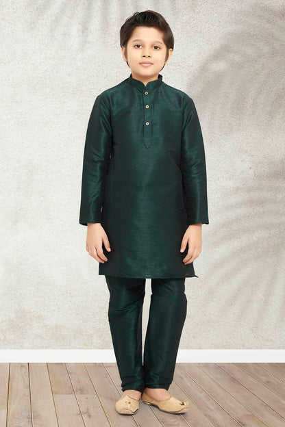 Art Banarasi Silk Solid Green Colour Kurta Pajama