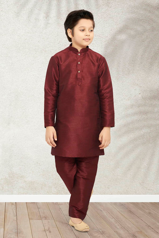 Art Banarasi Silk Solid Maroon Colour Kurta Pajama