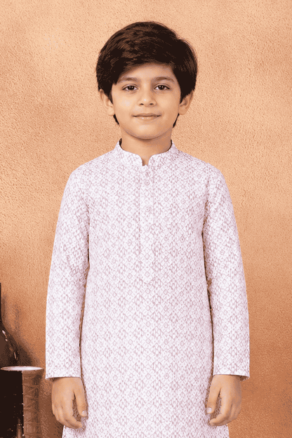 Art Silk Baby Pink Colour Pintux Work Kids Kurta Pajama