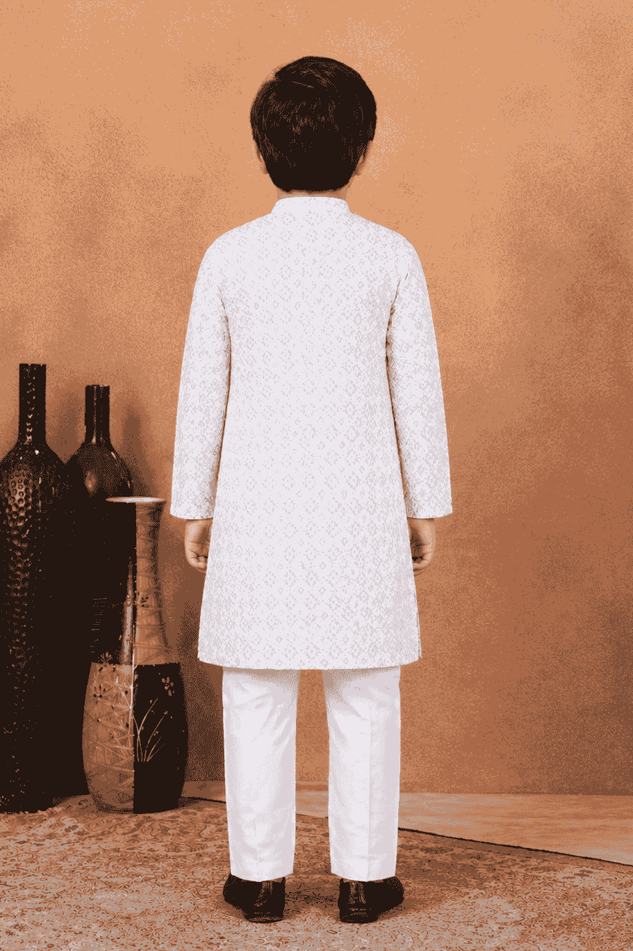 Art Silk Brown Colour Pintux Work Kids Kurta Pajama