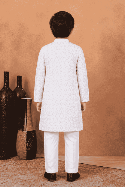Art Silk Brown Colour Pintux Work Kids Kurta Pajama