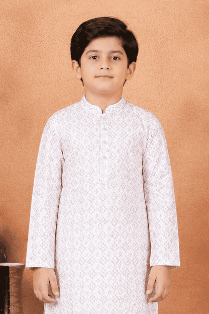 Art Silk Brown Colour Pintux Work Kids Kurta Pajama