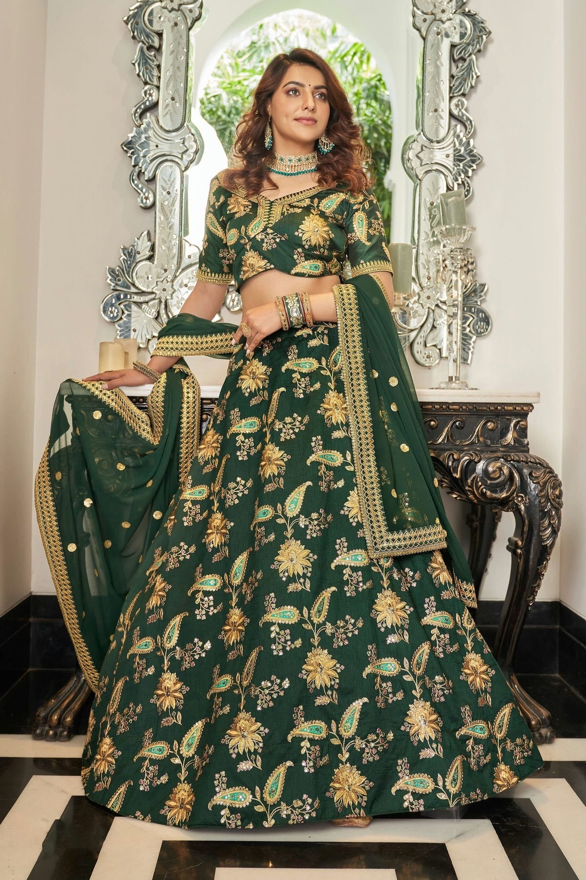 Art Silk Embroidery A Line Lehenga Choli LC1010167