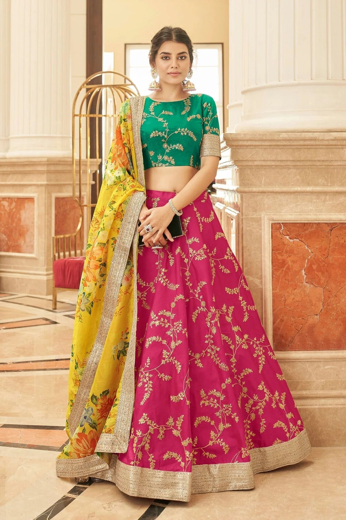 Art Silk Embroidery A Line Lehenga Choli LC1010172