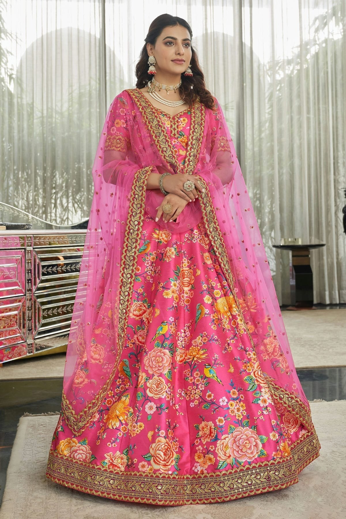 Art Silk Embroidery A Line Lehenga Choli LC1010177