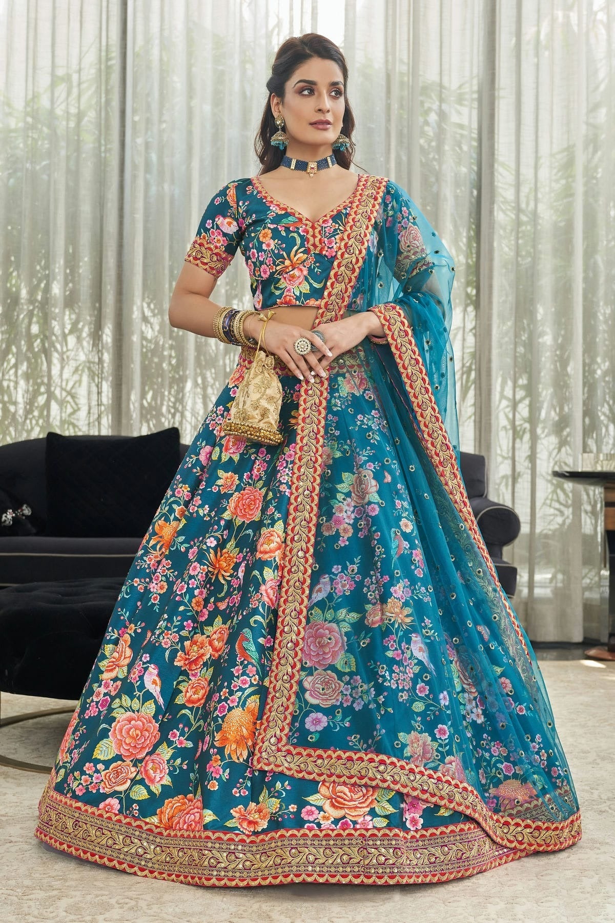 Art Silk Embroidery A Line Lehenga Choli LC1010179
