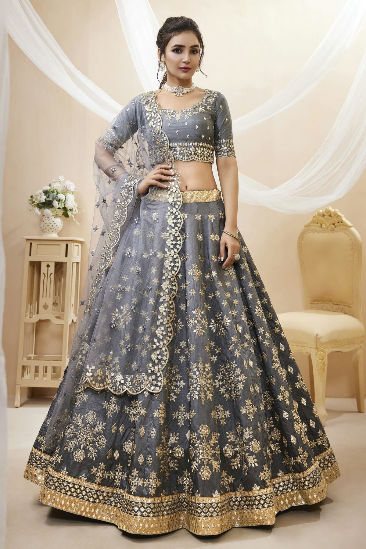 Art Silk Embroidery A Line Lehenga Choli LC1010220