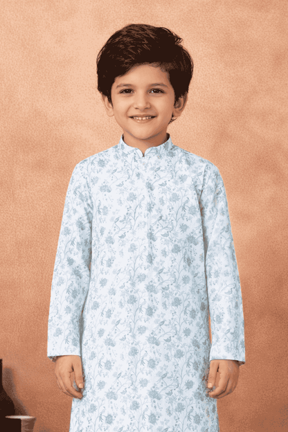 Art Silk Green Colour Pintux Work Kids Kurta Pajama