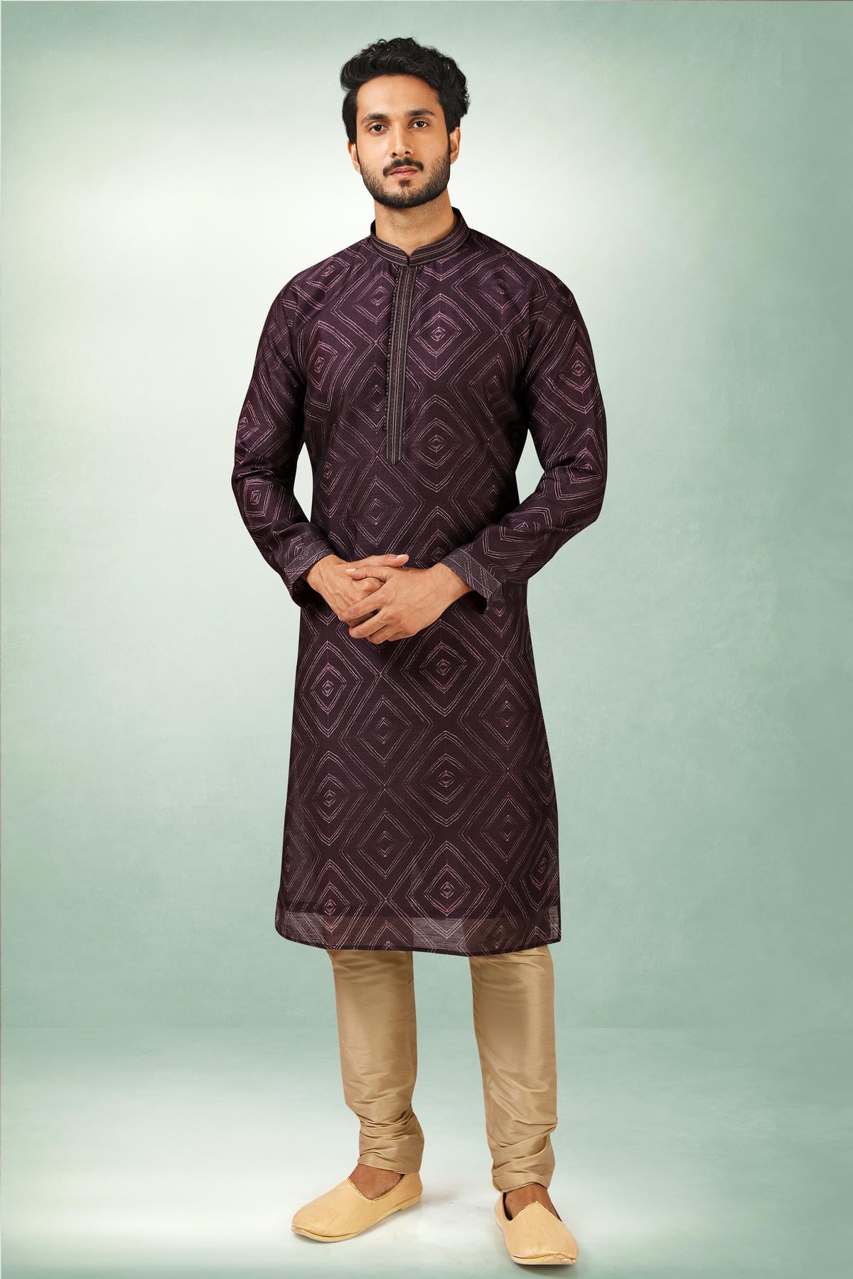 Art Silk Kurta Pajama In Beige colour KP1230287 A