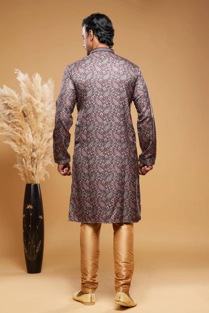 Art Silk Kurta Pajama In Brown colour KP1230446 D