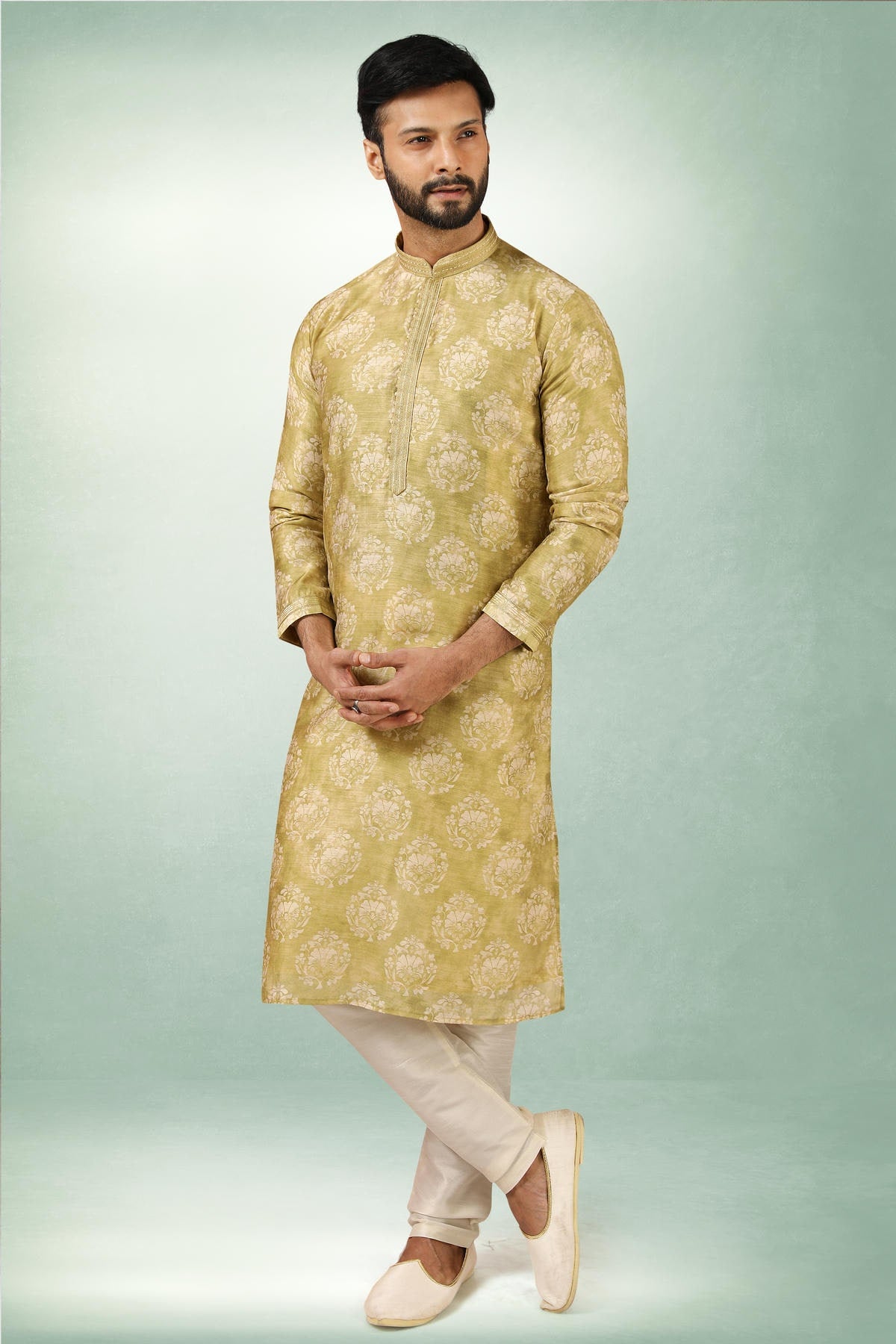 Art Silk Kurta Pajama In Cream colour KP1230280 A