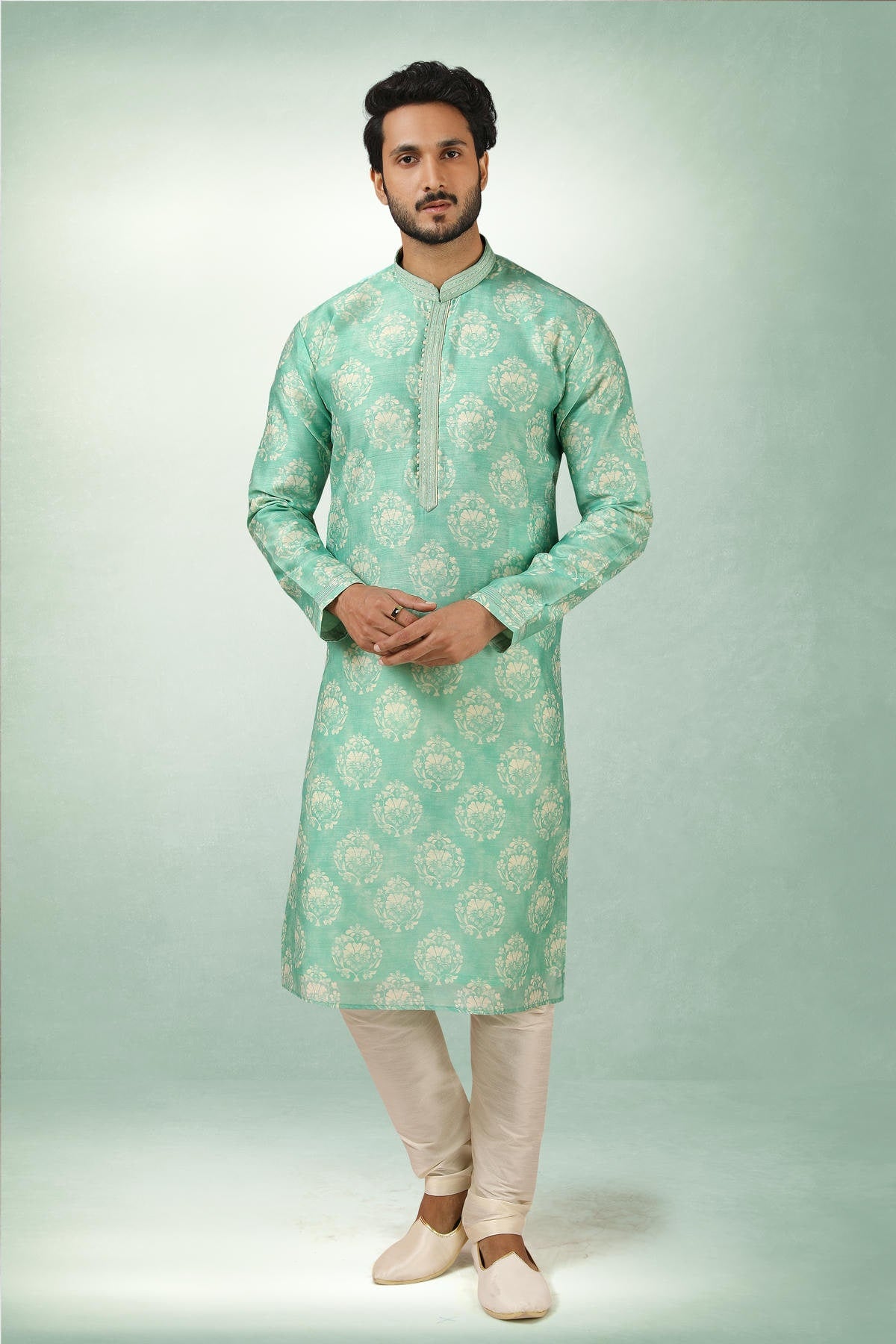 Art Silk Kurta Pajama In Cream colour KP1230281 A