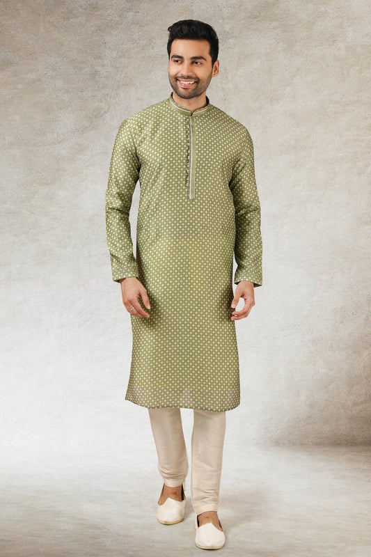 Art Silk Kurta Pajama In Cream colour KP1230284 A