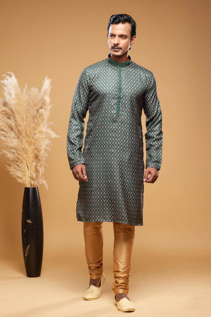 Art Silk Kurta Pajama In Green colour KP1230440 A