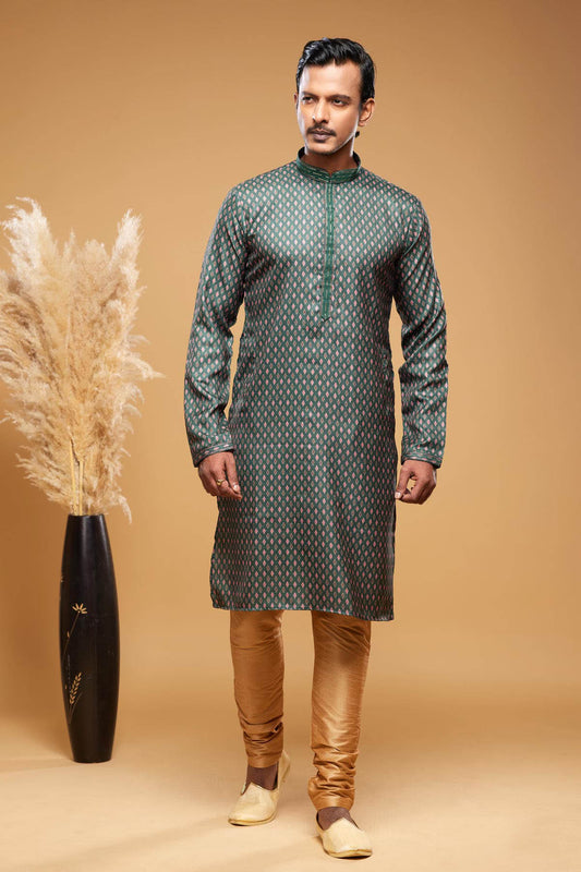 Art Silk Kurta Pajama In Green colour KP1230440 A