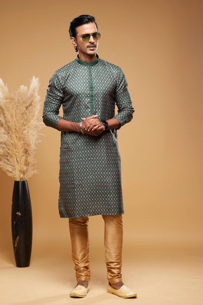 Art Silk Kurta Pajama In Green colour KP1230440 B