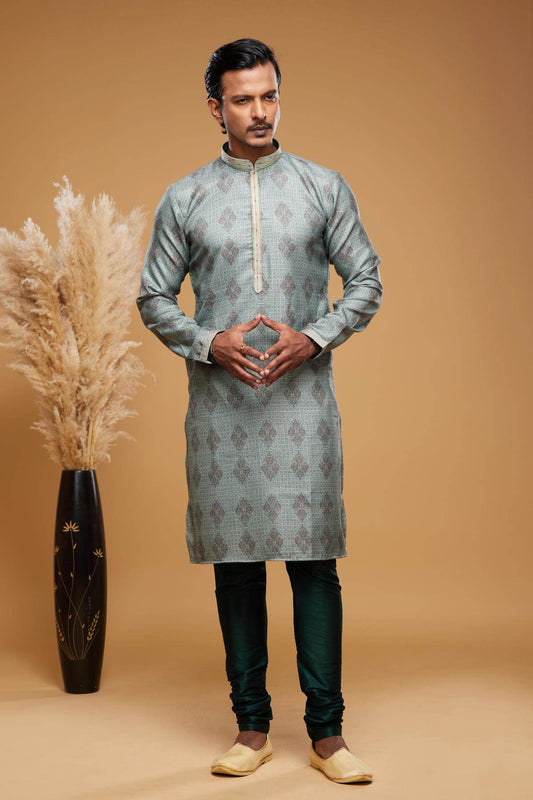 Art Silk Kurta Pajama In Green colour KP1230456 A