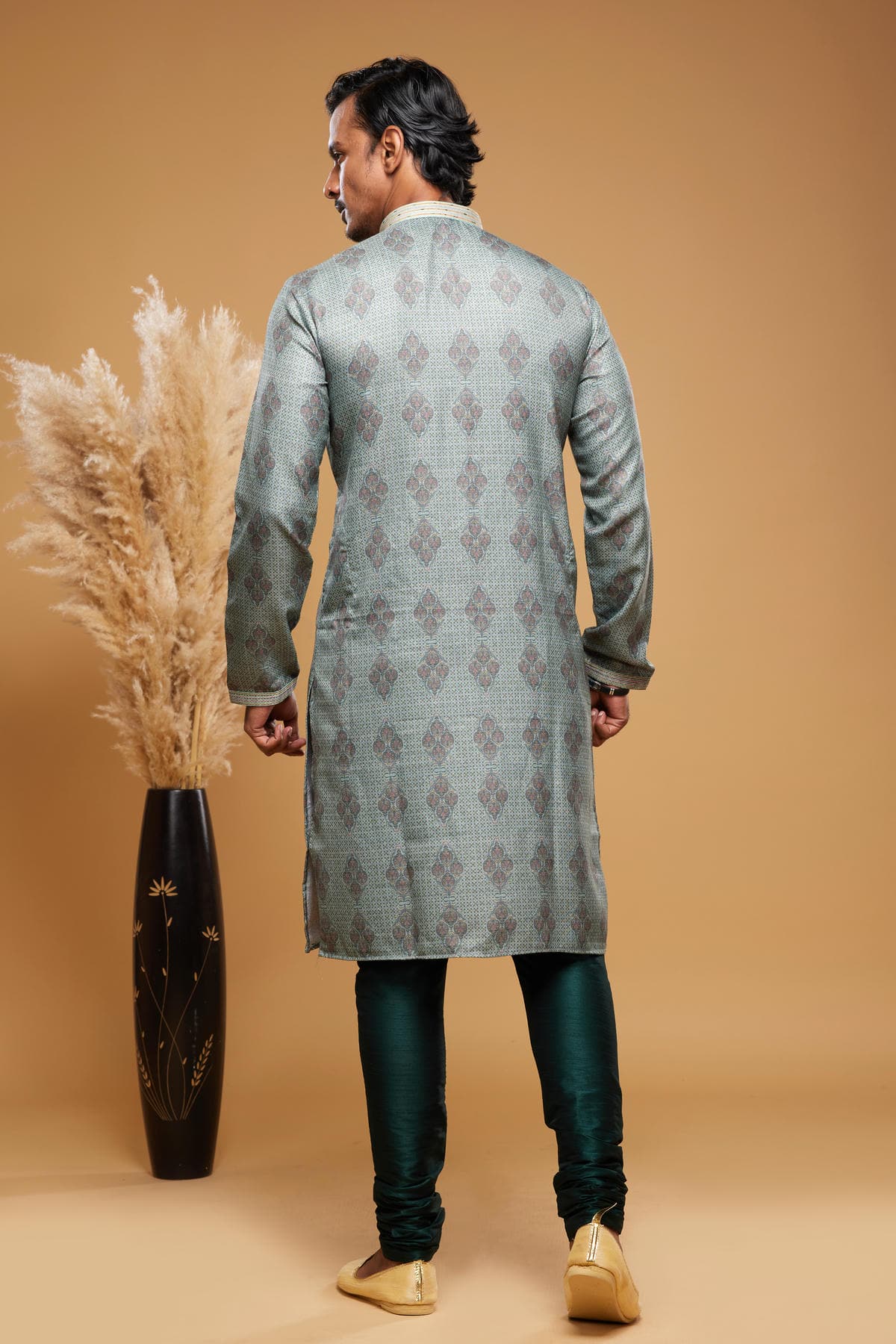 Art Silk Kurta Pajama In Green colour KP1230456 D