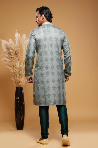 Art Silk Kurta Pajama In Green colour KP1230456 D