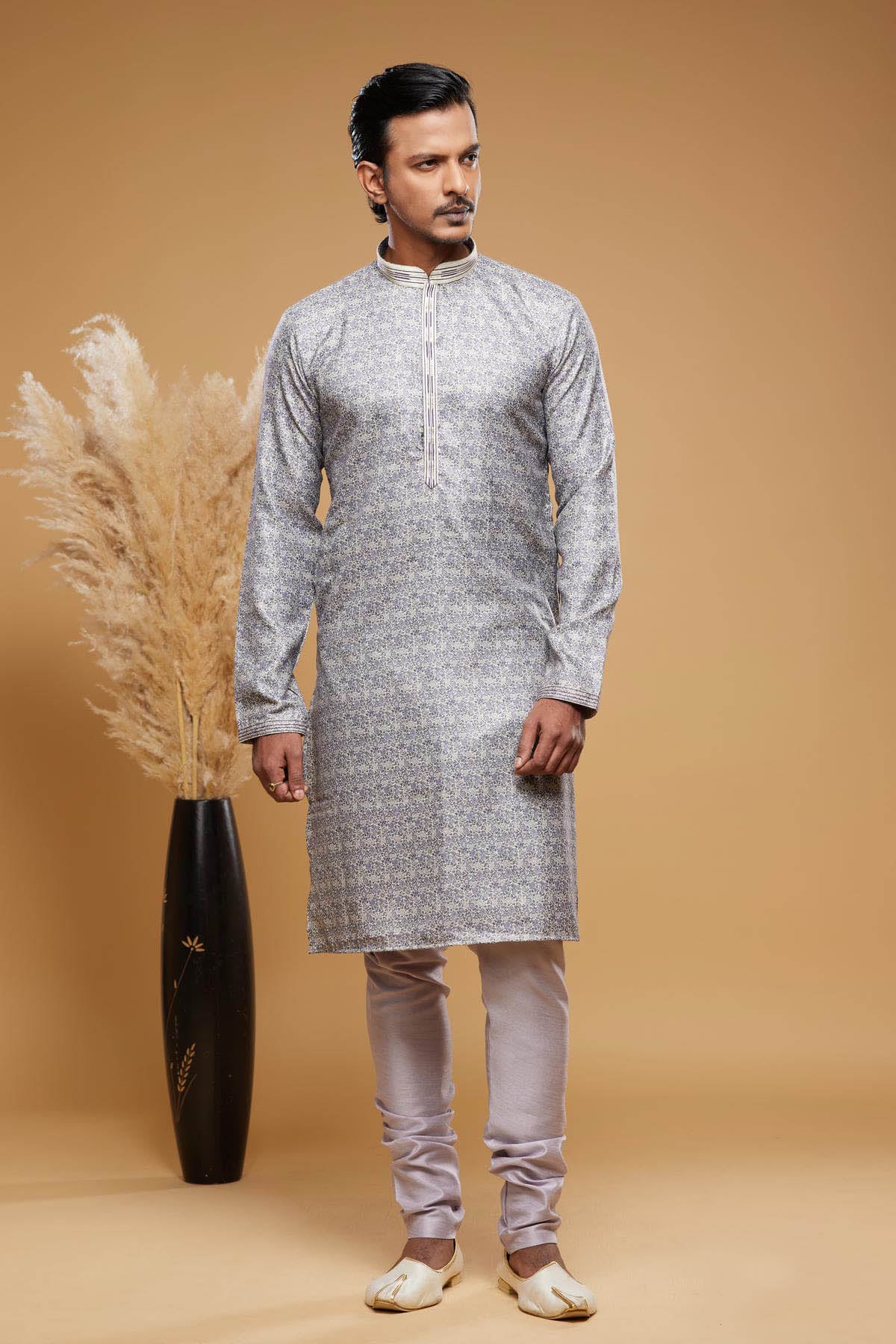 Art Silk Kurta Pajama In Light Grey colour KP1230449 A