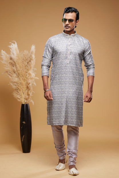 Art Silk Kurta Pajama In Light Grey colour KP1230449 B